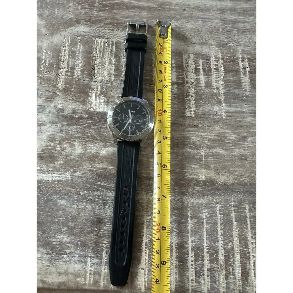 Fossil Watch BQ1471 Stainless Steel Chronograph New Battery Black Band
